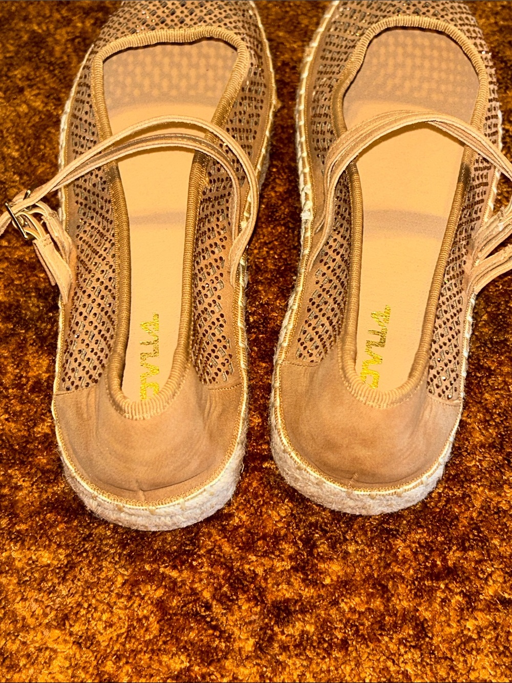 Tula Brown Perforated Mary Jane Espadrille Flats - Picture 5 of 7